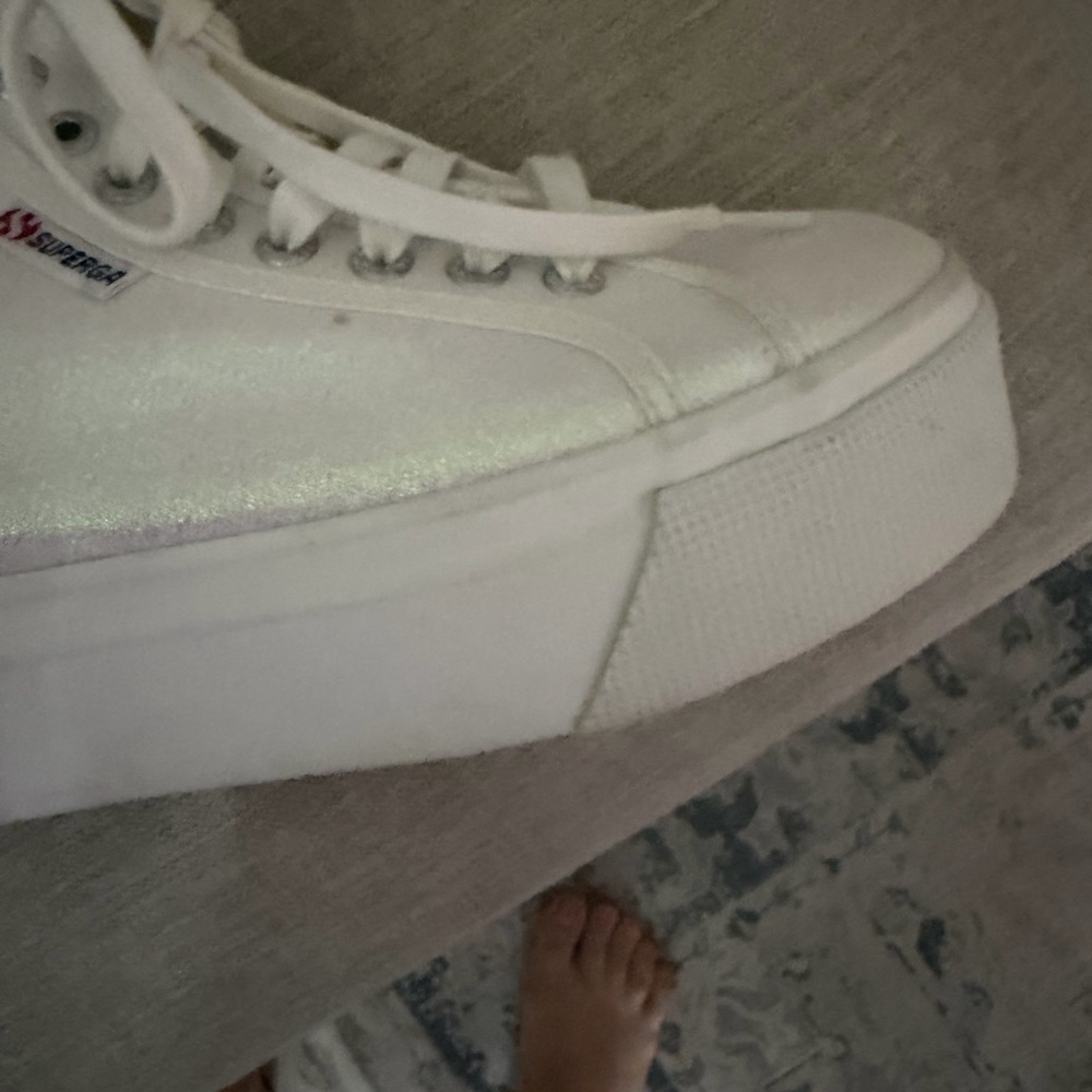 Superga Women's Iridescent White Platform Sneakers - Picture 6 of 13